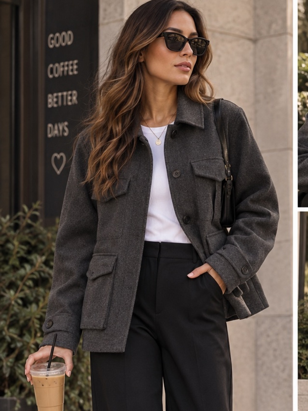 ShopEvelynne Charcoal Utility Jacket - Dark Gray